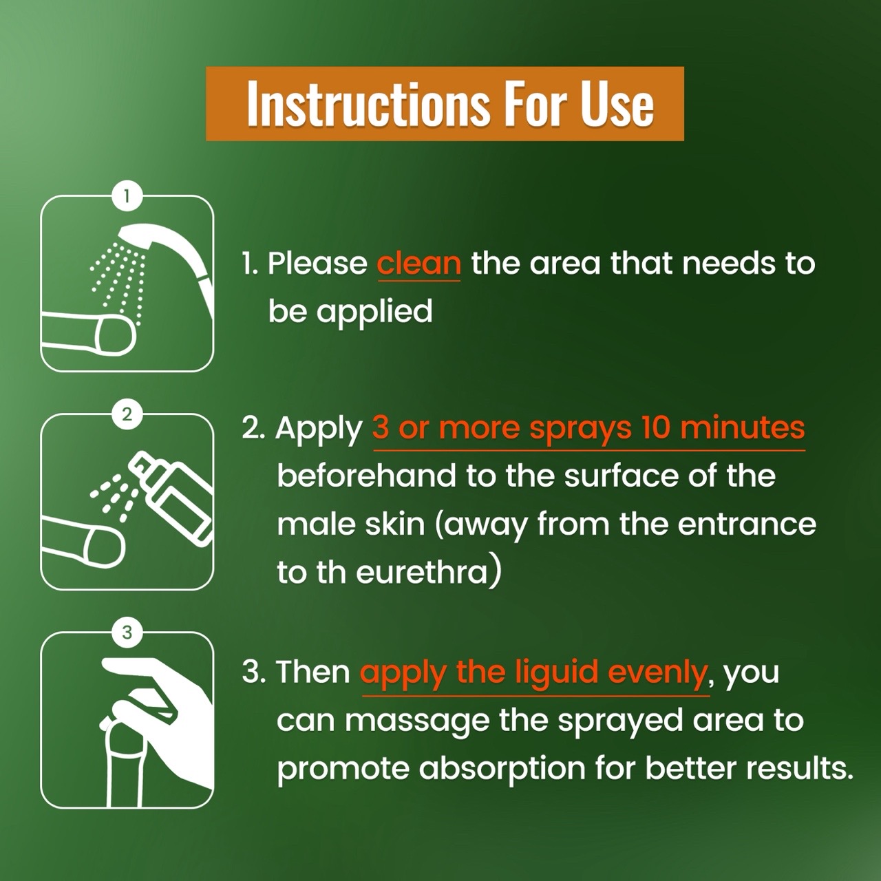 PROLONG TIME-SPRAY illustrated instructions for use